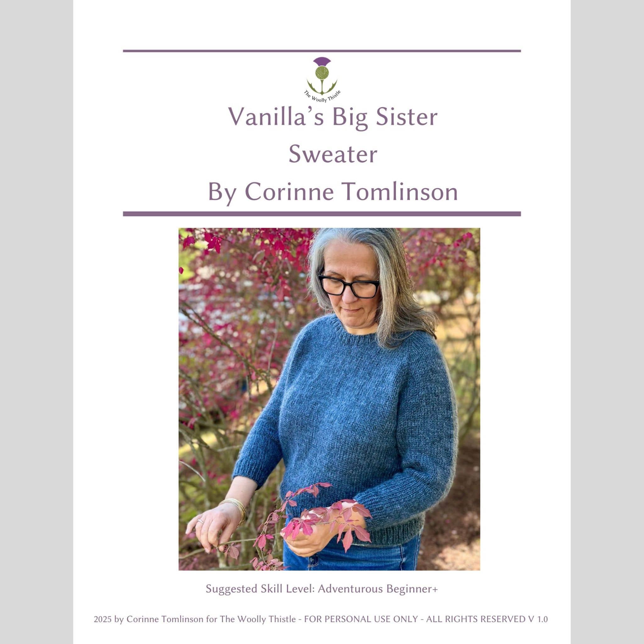 Vanilla's Big Sister Sweater Pattern by Corinne Tomlinson The Woolly Thistle Vanilla's Big Sister Sweater Pattern by Corinne Tomlinson The Woolly Thistle