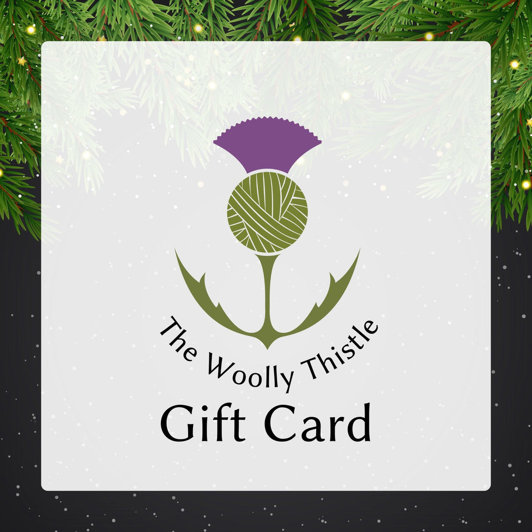 'The Woolly Thistle Gift Card' text with logo