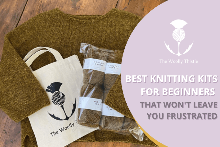 Blogpost tile with text'Best Knitting Kits for Beginners that Won't Leave you Frustrated' 