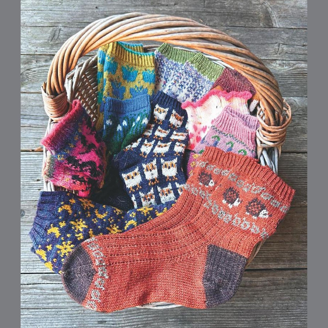 Whimsical Colorwork Socks by Charlotte Stone