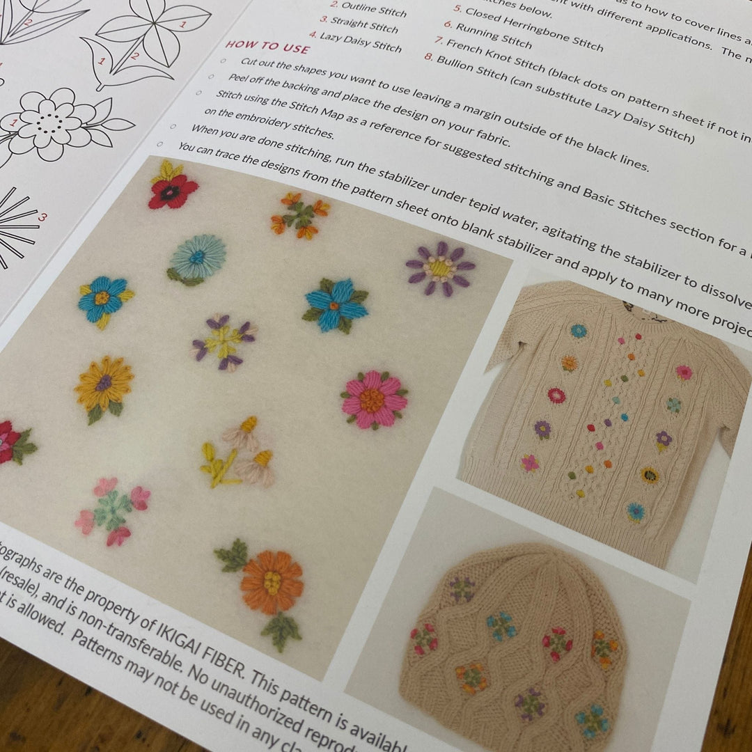 Scandi Flowers Stick & Stitch Embroidery Pattern