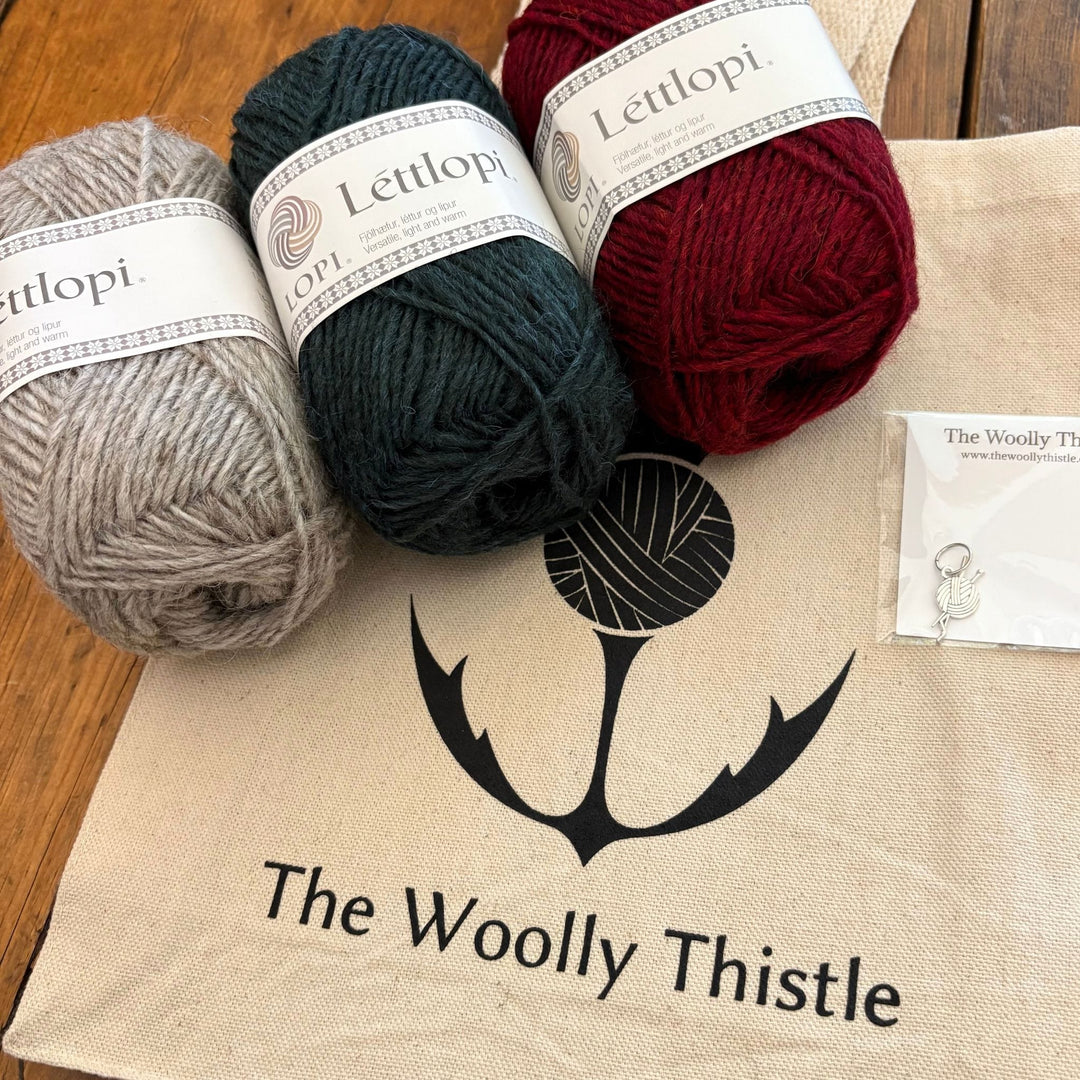 Striped Christmas Stocking in Léttlopi by Jill Schroeder for The Woolly Thistle