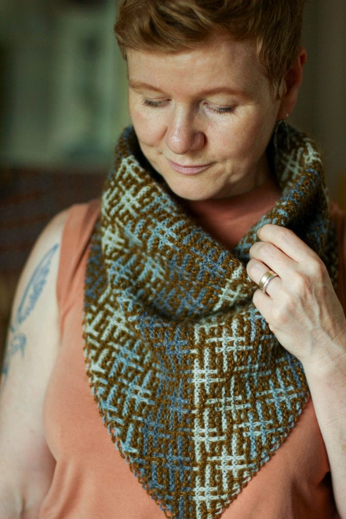 Cloud Drift Cowl Kits by Gudrun Johnston in Jamieson's of Shetland Spindrift and Madelinetosh Tosh Silk Cloud