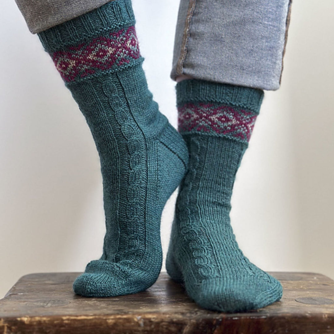 Chrysocolla Socks by Virginia Sattler-Reimer in Exmoor