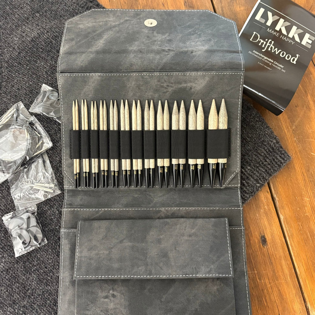 Lykke Driftwood Interchangeable Circular Birchwood Knitting Needle Set 5-inch