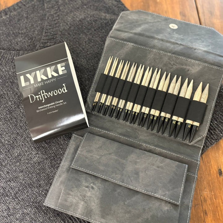 Lykke Driftwood Interchangeable Circular Birchwood Knitting Needle Set 5-inch