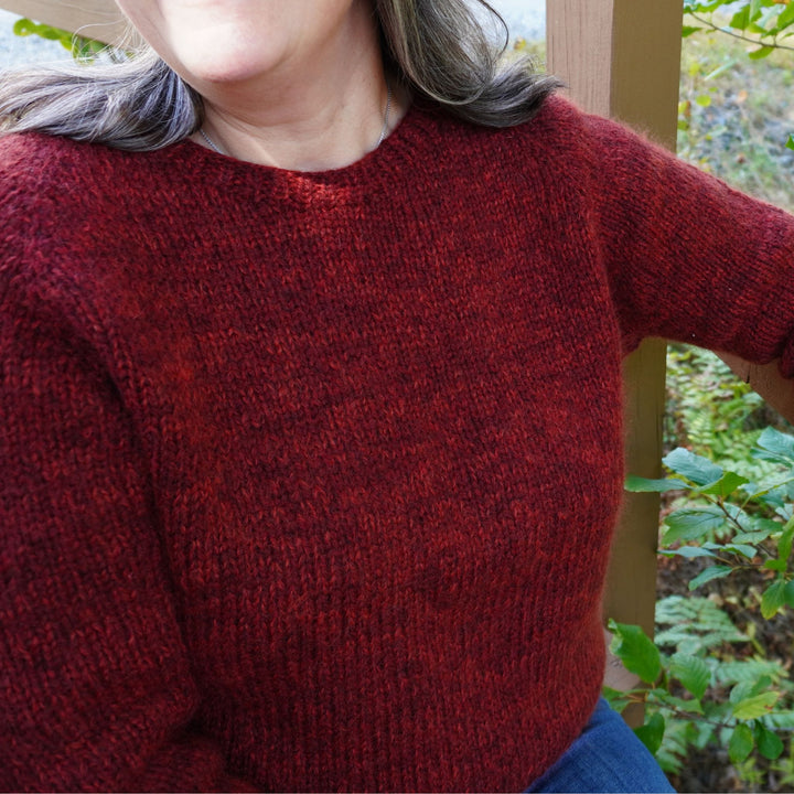 Vanilla's Big Sister Sweater by Corinne Tomlinson in Rauma Fivel and Plum