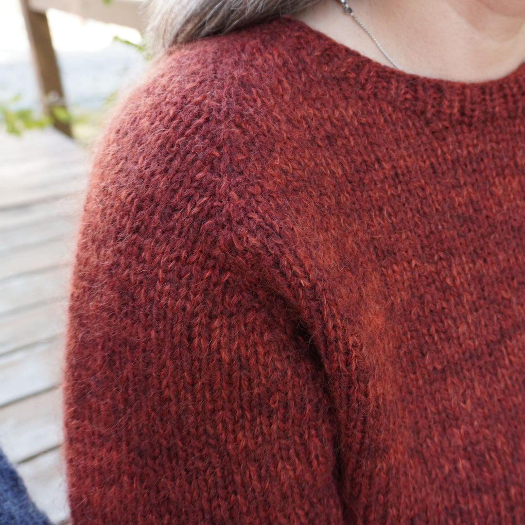 Vanilla's Big Sister Sweater by Corinne Tomlinson in Rauma Fivel and Plum