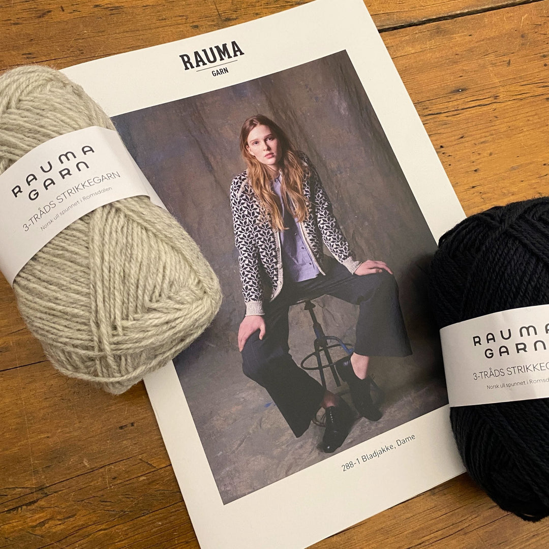 Bladjakke Cardigan 288-1 in Rauma Strikkegarn
