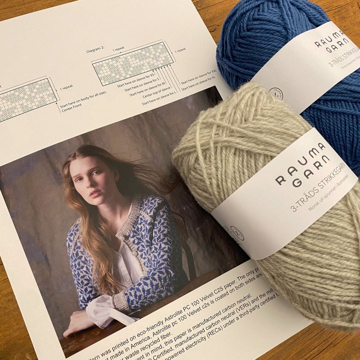 Bladjakke Cardigan 288-1 in Rauma Strikkegarn