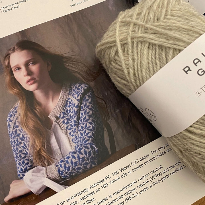 Bladjakke Cardigan 288-1 in Rauma Strikkegarn