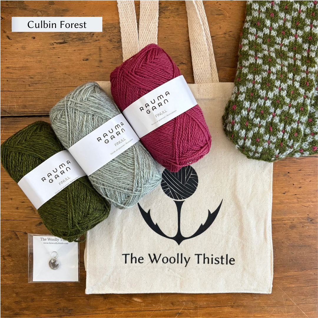 Findhorn Mittens Kit by Corinne Tomlinson in Rauma Finullgarn