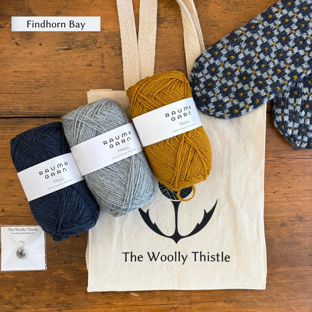 Findhorn Mittens Kit by Corinne Tomlinson in Rauma Finullgarn