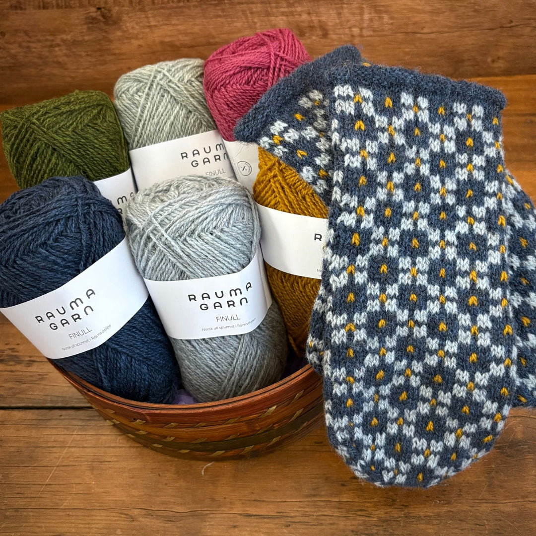 Findhorn Mittens Kit by Corinne Tomlinson in Rauma Finullgarn