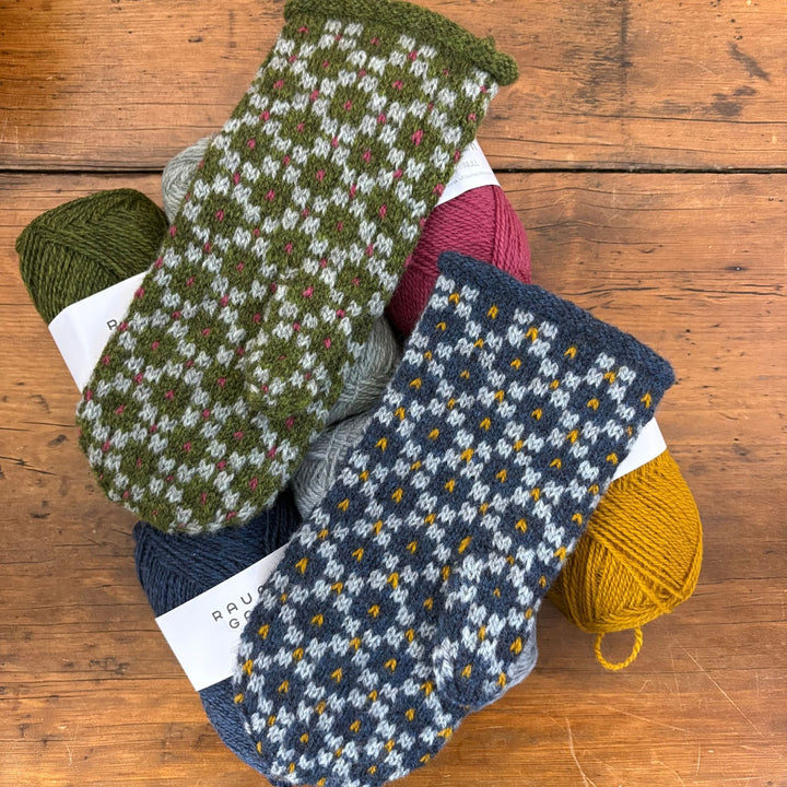 Findhorn Mittens Kit by Corinne Tomlinson in Rauma Finullgarn