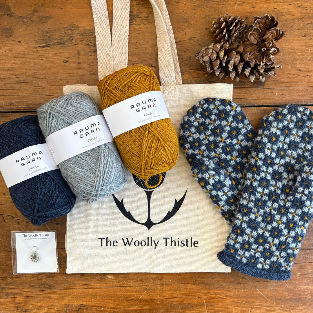 Findhorn Mittens Kit by Corinne Tomlinson in Rauma Finullgarn