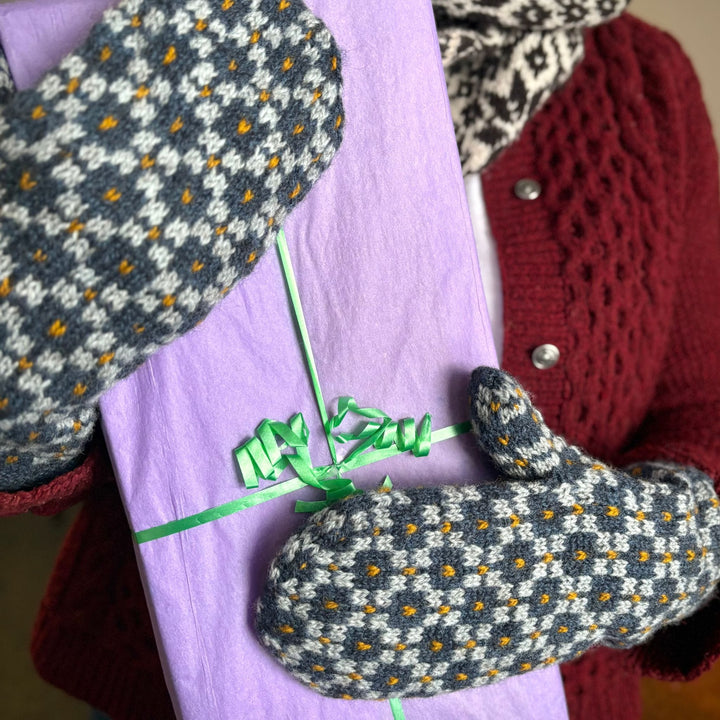 Findhorn Mittens Kit by Corinne Tomlinson in Rauma Finullgarn