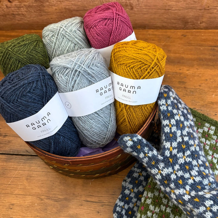 Findhorn Mittens Kit by Corinne Tomlinson in Rauma Finullgarn