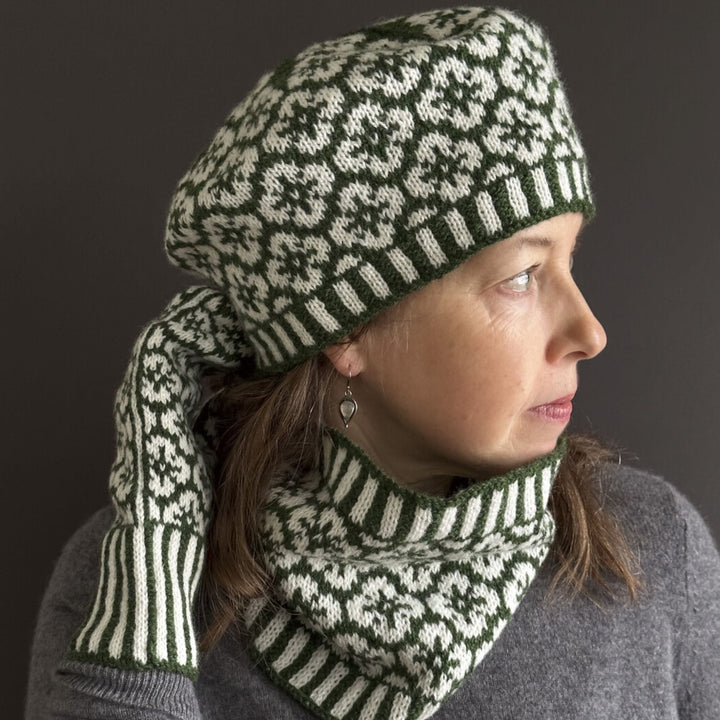 Galium Tam, Cowl, & Mittens by Virginia Sattler-Reimer in Rauma Finullgarn