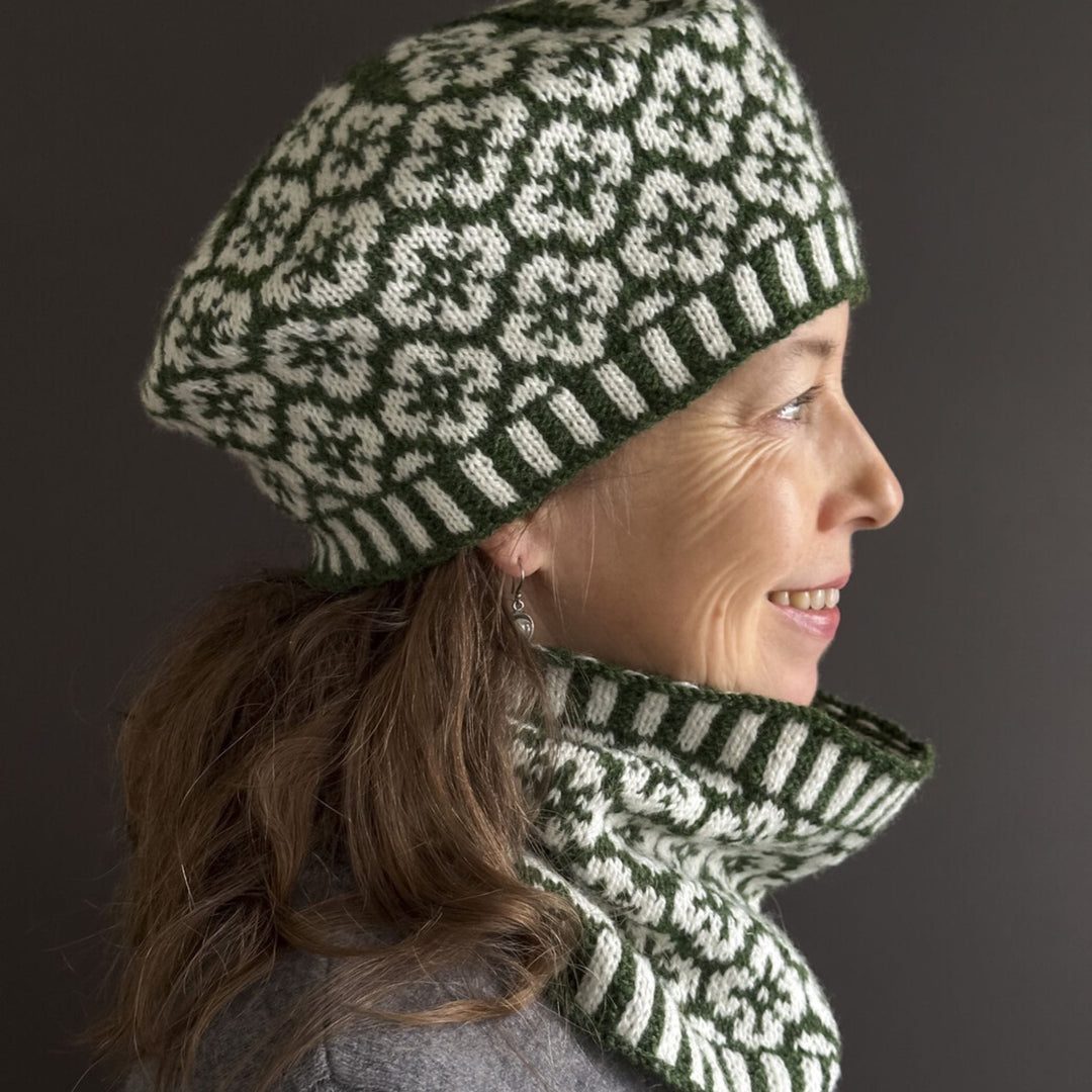 Galium Tam, Cowl, & Mittens by Virginia Sattler-Reimer in Rauma Finullgarn