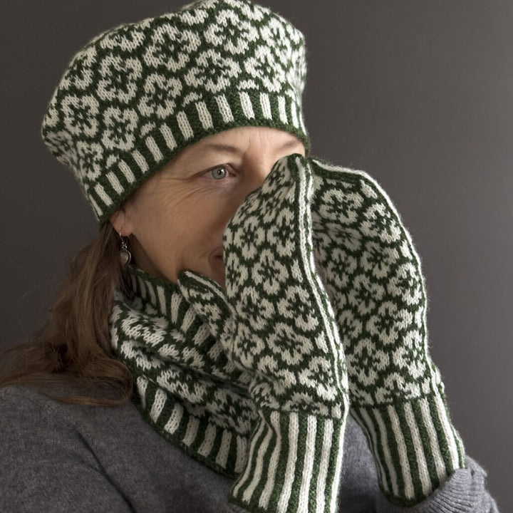 Galium Tam, Cowl, & Mittens by Virginia Sattler-Reimer in Rauma Finullgarn
