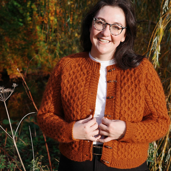 Crail Sweater or Cardigan by Rebecca Clow in Sandnes Garn Peer Gynt