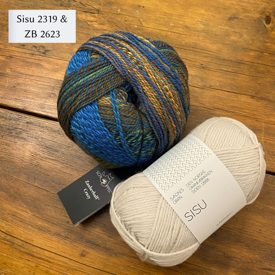 Under the Quilt Socks by Stone Knits in Sisu and Zauberball