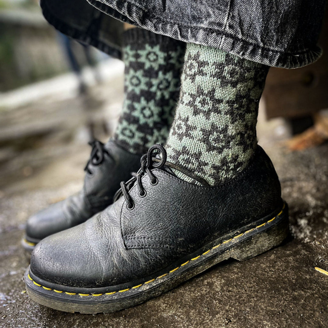 Under the Quilt Socks by Stone Knits in Sisu and Zauberball