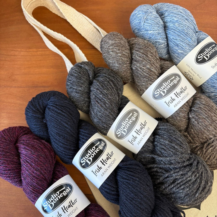 Fishamble St Irish Aran Cable Knit Scarf by Ryan Daniel Koenig in Studio Donegal Irish Heather