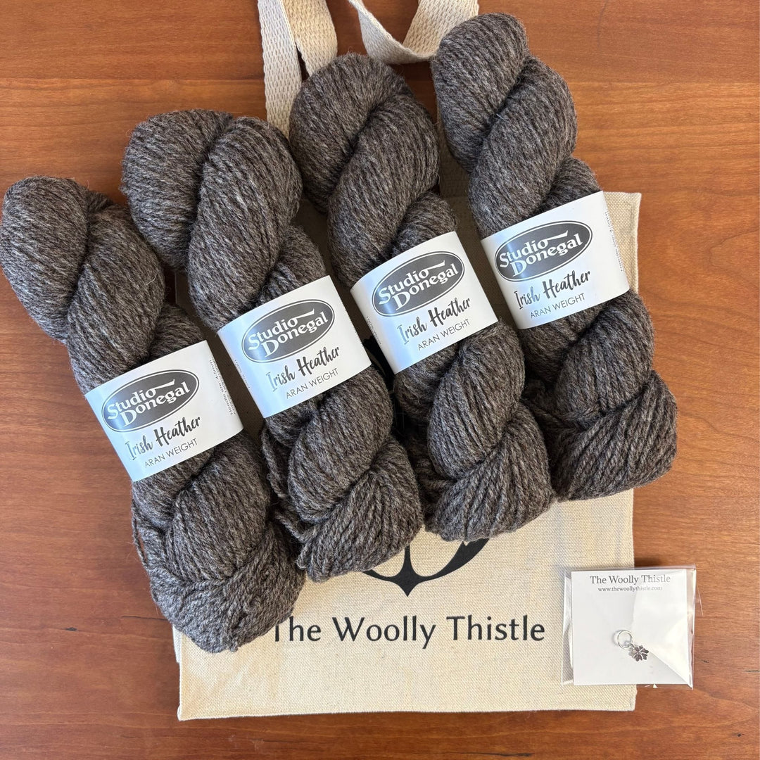 Fishamble St Irish Aran Cable Knit Scarf by Ryan Daniel Koenig in Studio Donegal Irish Heather