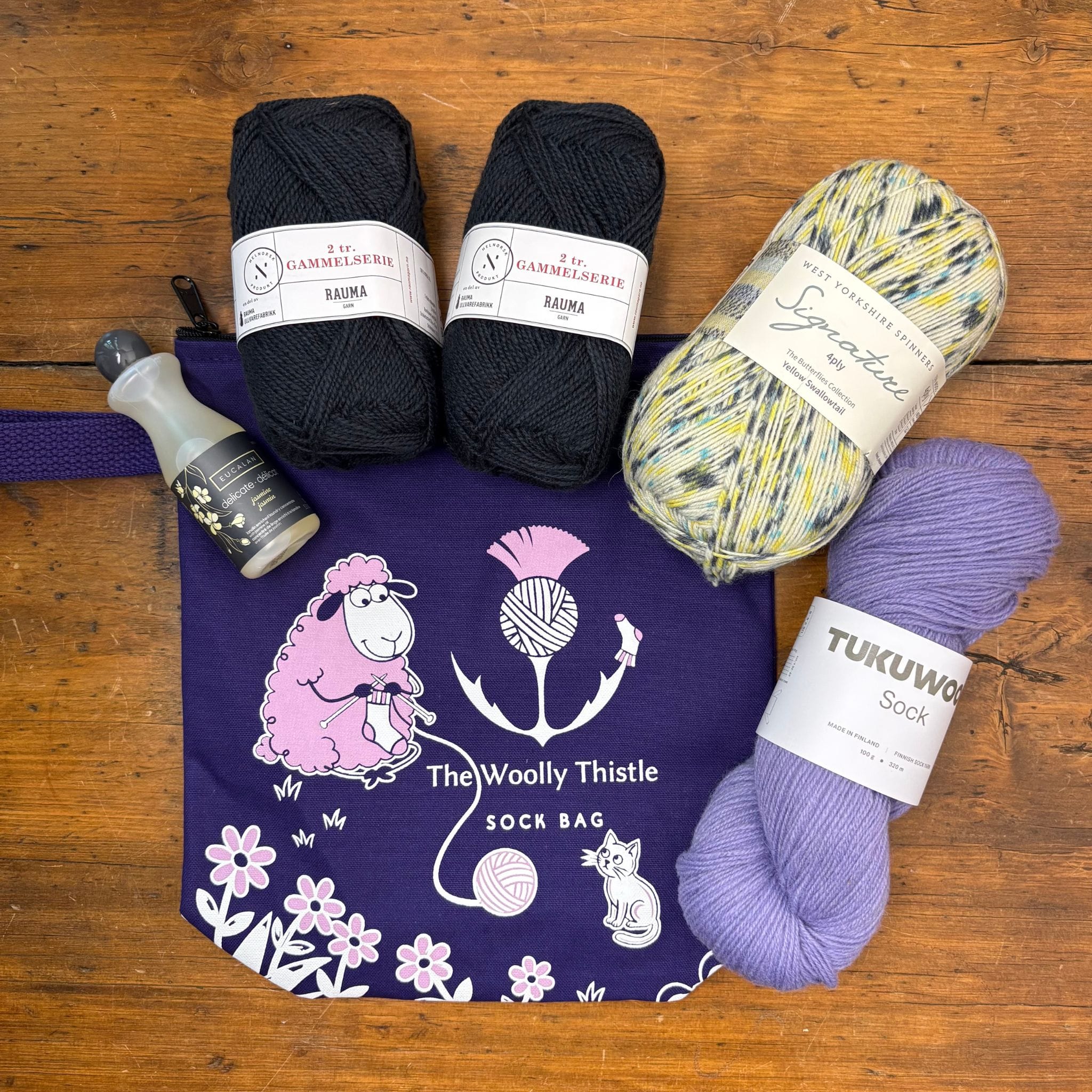 2026 Sock Bag - Wooliam's (Purple) – The Woolly Thistle