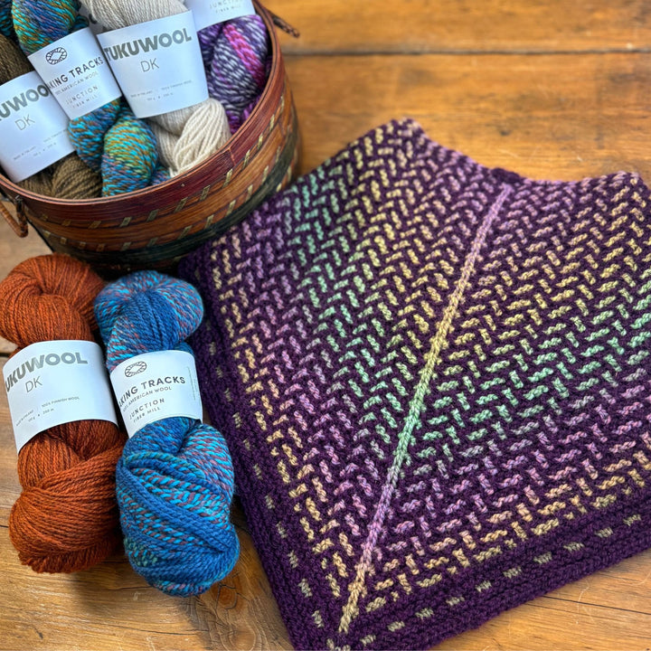 Destination Unknown Cowl by Cheryl Faust in Tukuwool DK and Junction Fiber Mill DK