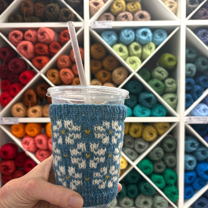 Flowers of Fortrose Coffee Sleeve by Jill Schroeder for The Woolly Thistle