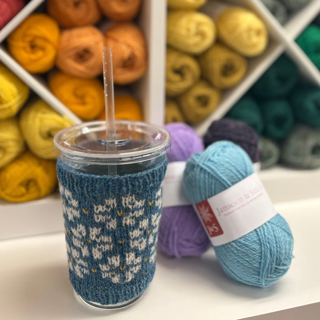 Flowers of Fortrose Coffee Sleeve by Jill Schroeder for The Woolly Thistle