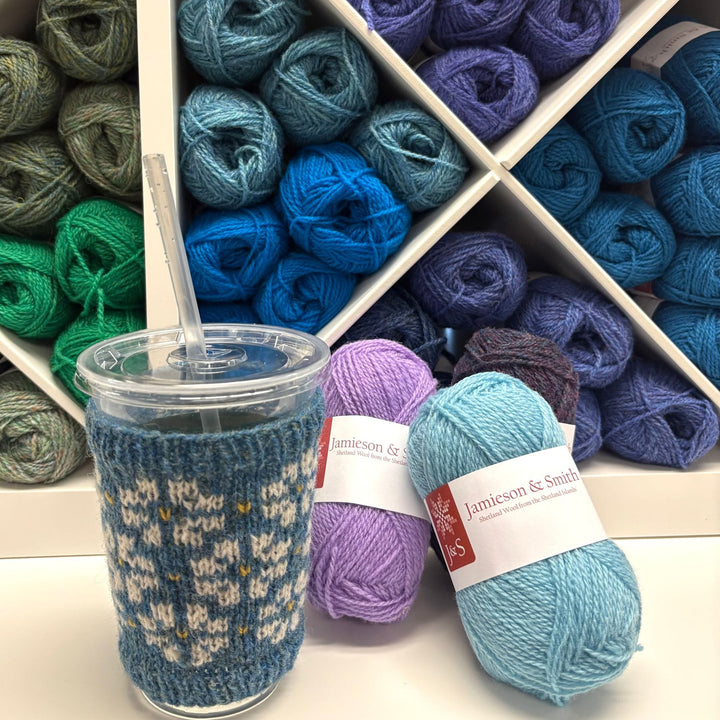 Flowers of Fortrose Coffee Sleeve by Jill Schroeder for The Woolly Thistle