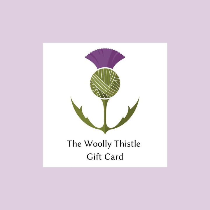 'The Woolly Thistle Gift Card' text with logo