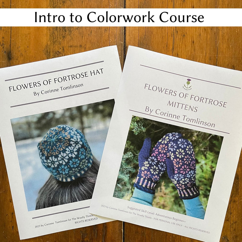Intro to Colorwork Course featuring the Flowers of Fortrose Patterns