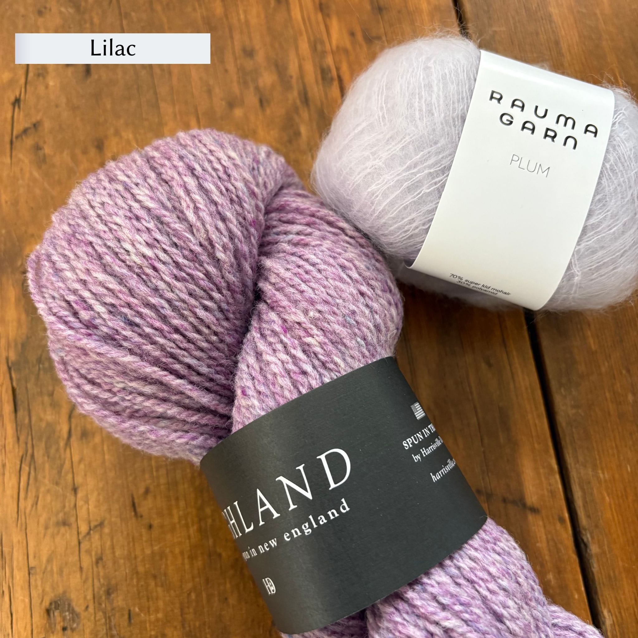 Vanilla's Big Sister Sweater by Corinne Tomlinson in Harrisville Designs Highland & Rauma Plum