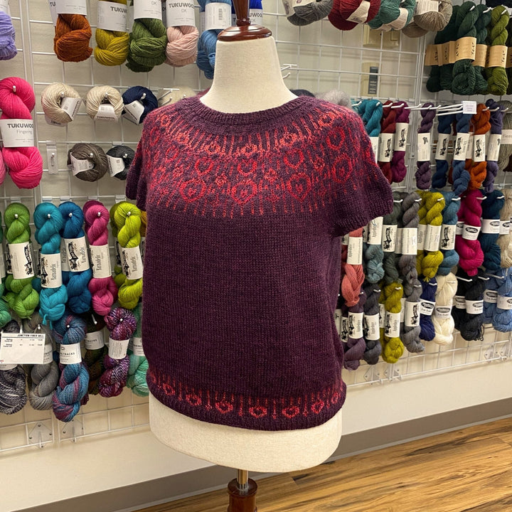 Raining Hearts & Flowers Vest by Carolyn Holbrook in Yarnadelic