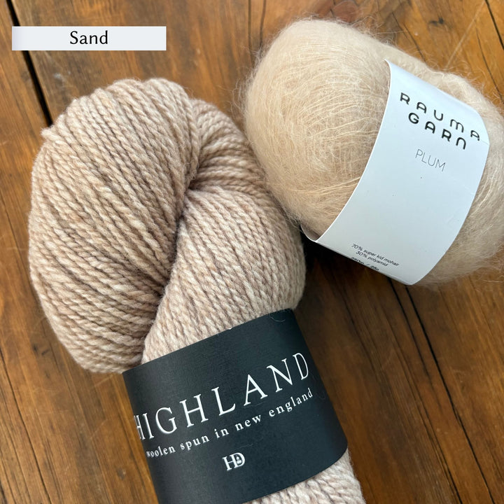 Vanilla's Big Sister Sweater by Corinne Tomlinson in Harrisville Designs Highland & Rauma Plum