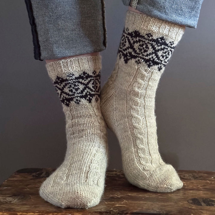 Sawtooth Mountains Socks in Rambler by Virginia Sattler-Reimer