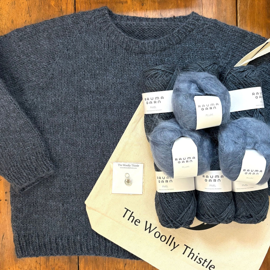 Vanilla's Big Sister Sweater by Corinne Tomlinson in Rauma Fivel and Plum