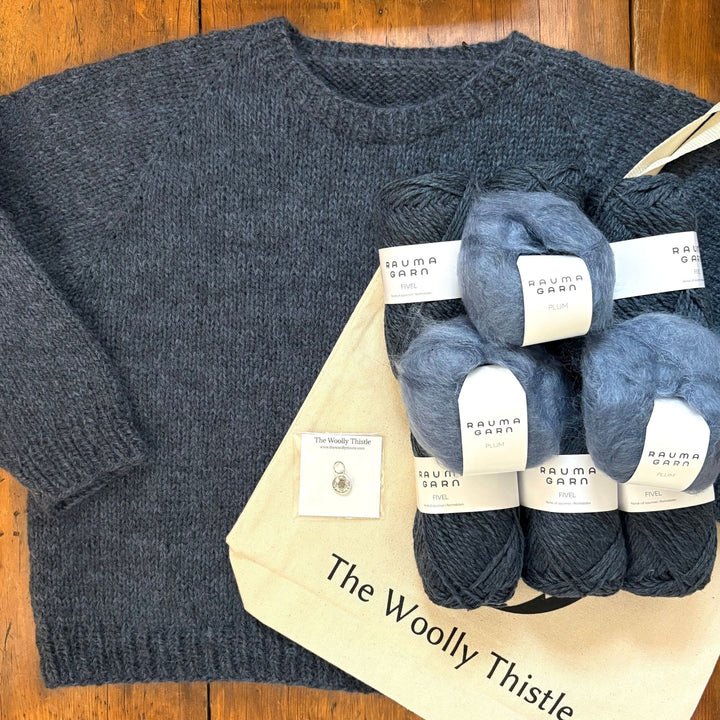 Vanilla's Big Sister Sweater by Corinne Tomlinson in Rauma Fivel and Plum