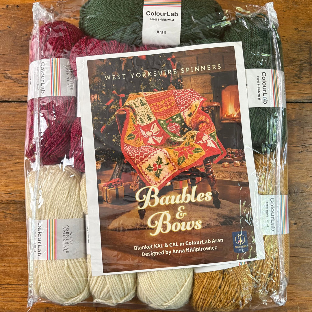Baubles & Bows Blanket by Anna Nikipirowicz in ColourLab Aran