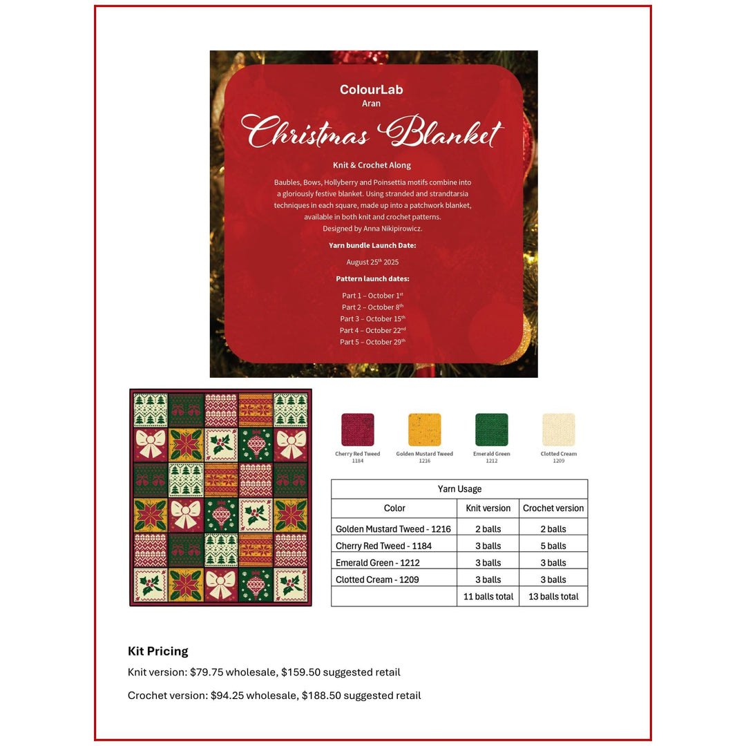 Baubles & Bows Blanket by Anna Nikipirowicz in ColourLab Aran