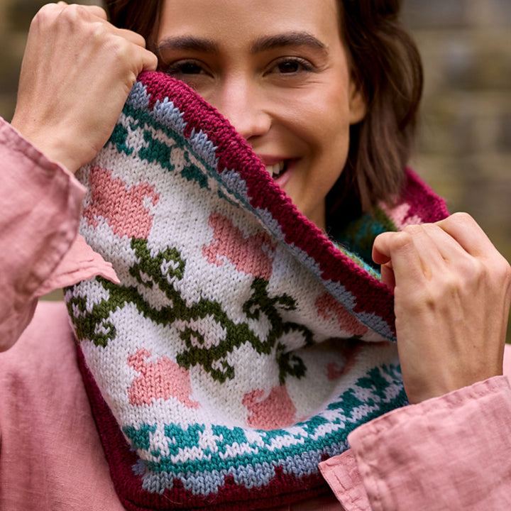 Golden Lily Reversible Cowl by Birch + Bliss in Morris DK