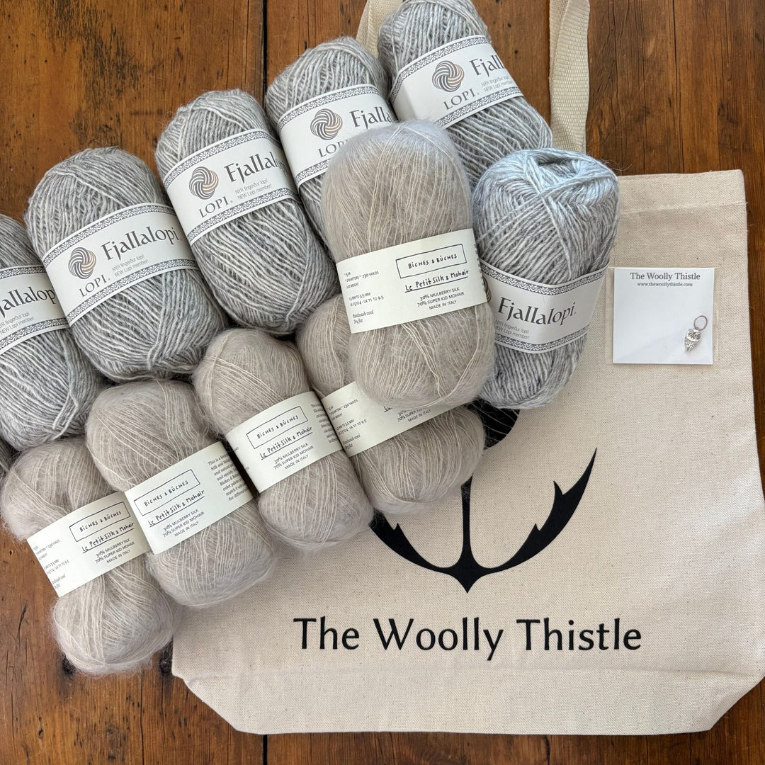 Shoreline Sweater by Ozetta in Fjallalopi and Le Petit Silk & Mohair