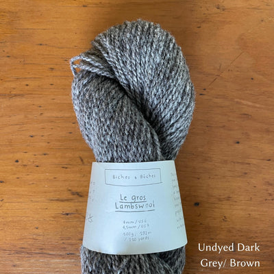 Skein of  Biches & Buches Les Gros Yarn in dark grey..