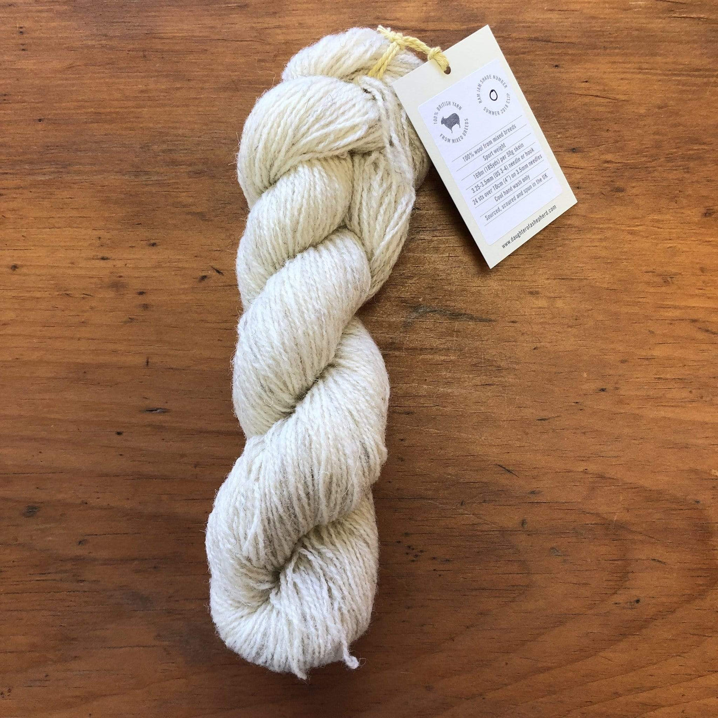 The Woolly Thistle Ram Jam Sport 2ply yarn from Daughter of a Shepherd in Natural White