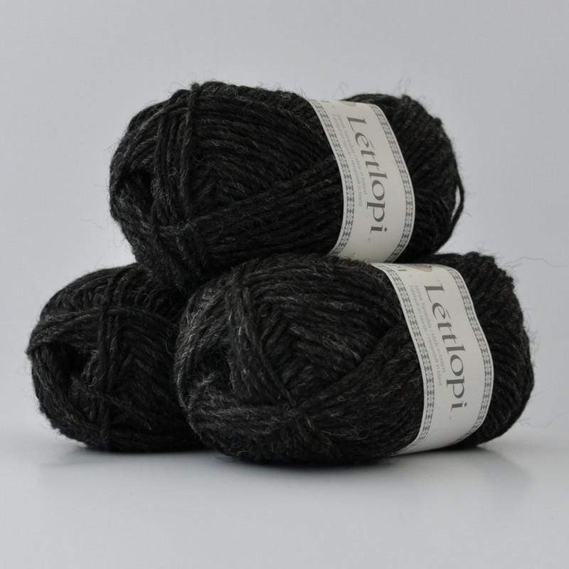 Ball of Lettlopi in colorway 0005 - black heather.